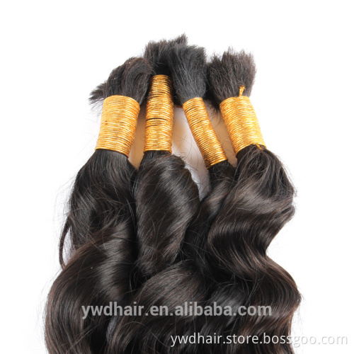 Unprocessed 8A Wholesale Indian Virgin Hair Full Cuticle Ponytail Bulk Hair Deep Wave Human Hair For Braiding Paypal Accept